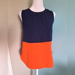 41Hawthorn Navy Orange Top Sleeveless Round Neck Size Small